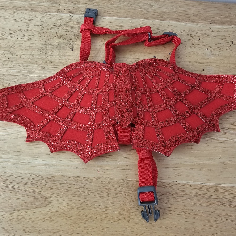 Dog‎ Walk Harness Red Sparkly Glittery Devil Costume Sized Small Halloween